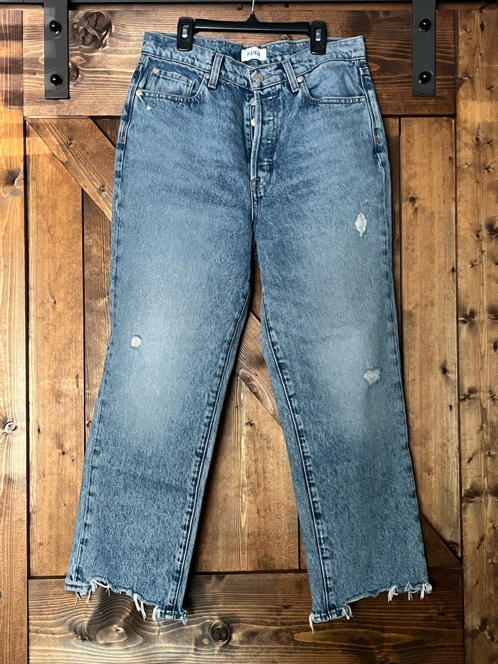Pistola High-waisted Button-fly 5 Pocket 100% Cotton  Cropped Jeans Sz 29